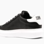 Karl Lagerfeld - Black leather low-top logo trainer