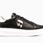 Karl Lagerfeld - Black leather low-top logo trainer