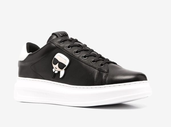Karl Lagerfeld - Black leather low-top logo trainer