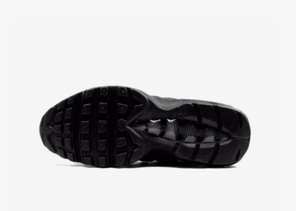 Nike Air Max 95 Essential "Triple Black" sneakers The Nike Air Max 95 Essential is inspired by the human body. The midsole represents the spine, graduated panels are the muscles, the lace loops are the shoe's ribs and the mesh on the upper is the skin. Highlights  black  leather  signature Swoosh logo detail  round toe  front lace-up fastening  logo patch at the tongue  branded insole  rubber sole with Max Air cushioning  These styles are supplied by a premium sneaker marketplace. Stocking only the most sought-after footwear, they source and curate some of the most hard to find sneakers from around the world.